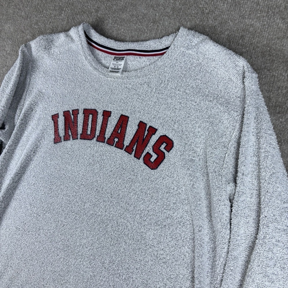 PINK Victoria's Secret Indiana Indians Gray Terry Crewneck Sweatshirt M - Picture 3 of 9